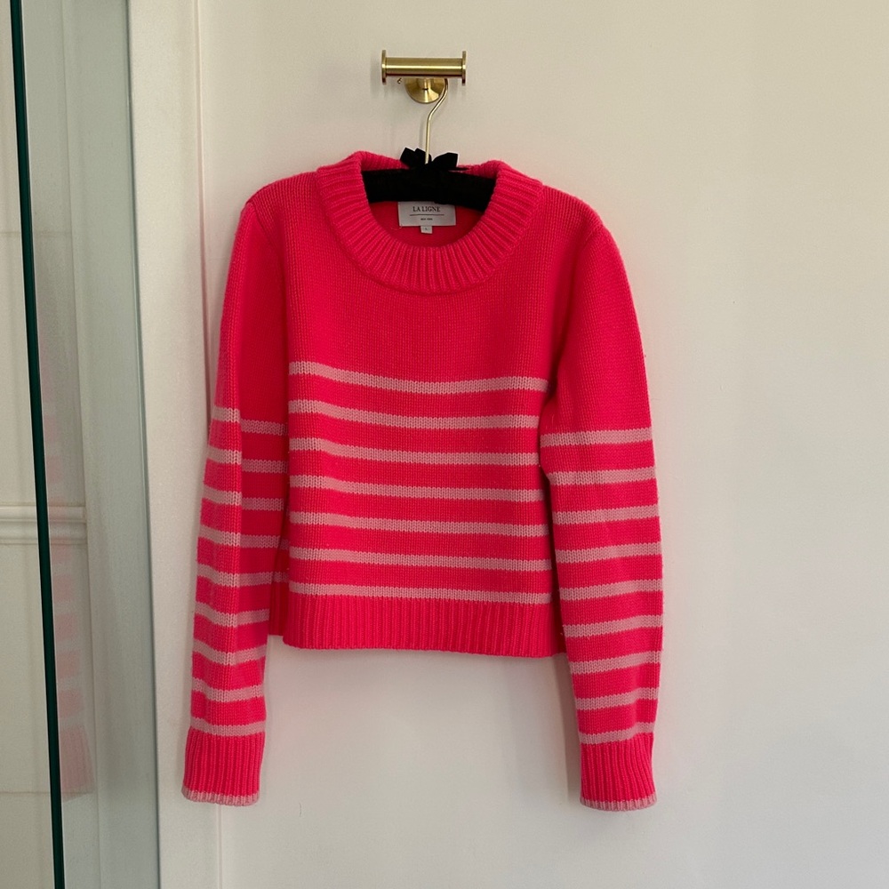La Ligne Hot Pink and with Pale Pink Striped Mini Marin Sweater